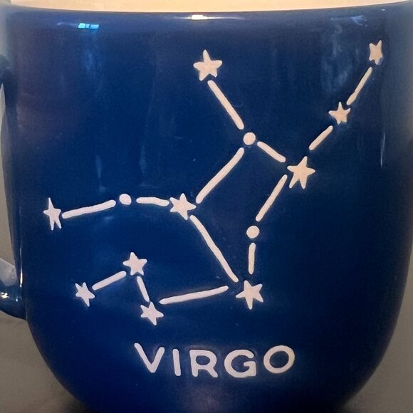 VIRGO Zodiac Horoscope Astrology Constellation Glazed Blue Pottery Mug ~ From P - Picture 3 of 10
